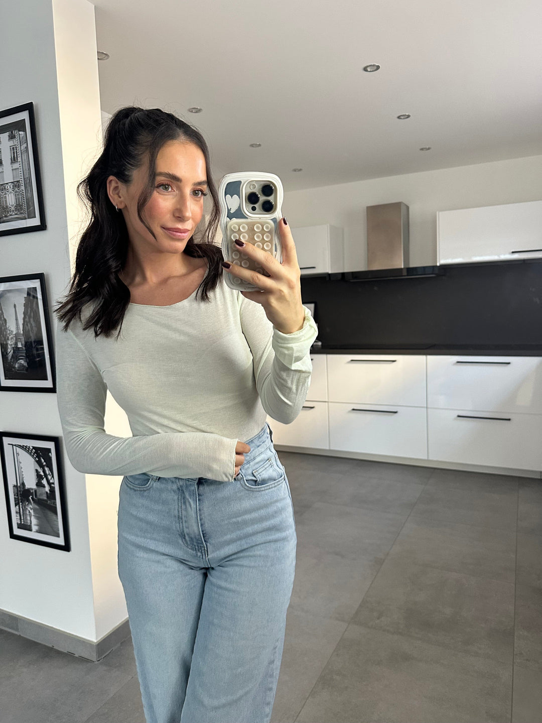 Basic Langarm in Mindgrün Pullover Lisas Boutique 