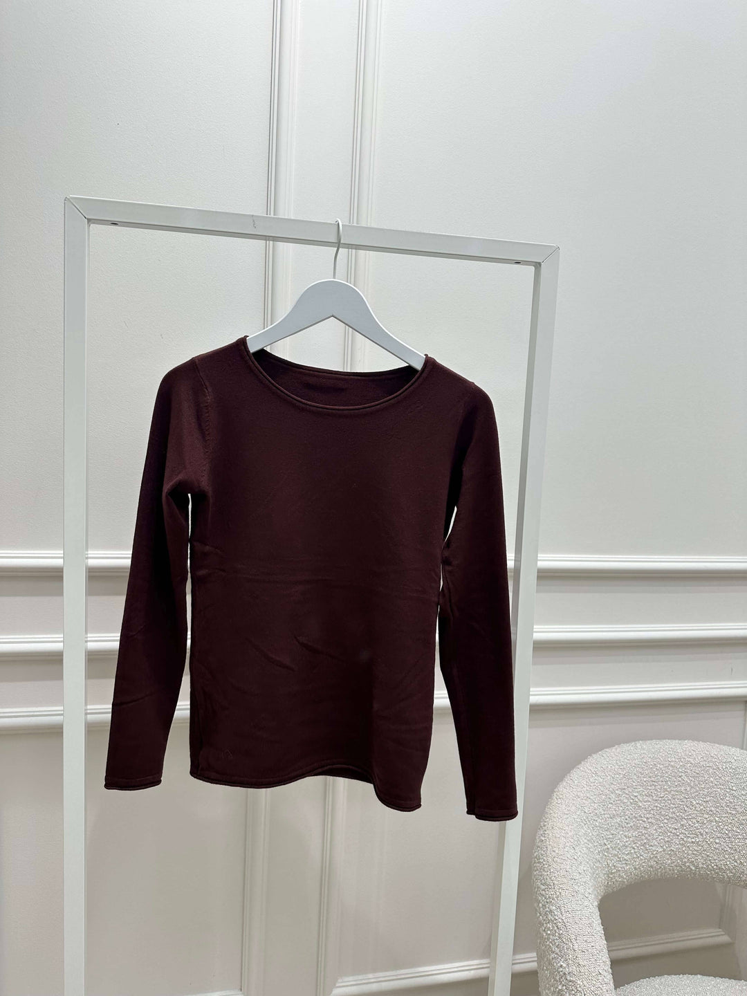 Basic Langarmshirt in Braun Pullover Lisas Boutique 