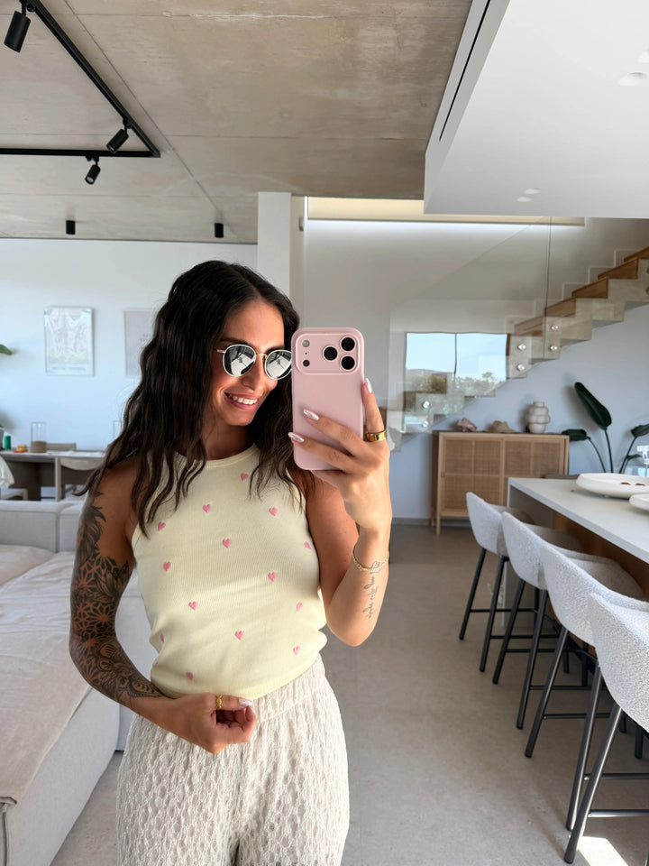 Basic Top Herzen – Gelb Top Lisas Boutique 