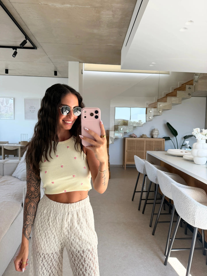 Basic Top Herzen – Gelb Top Lisas Boutique 