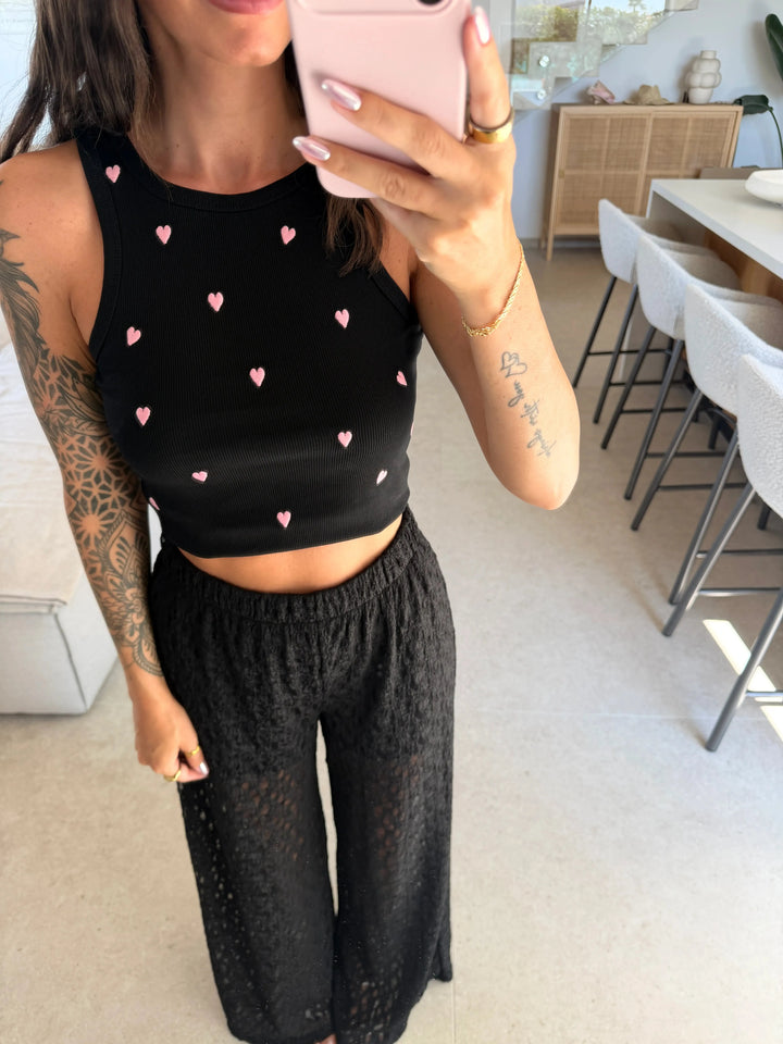 Basic Top Herzen – Schwarz Top Lisas Boutique 