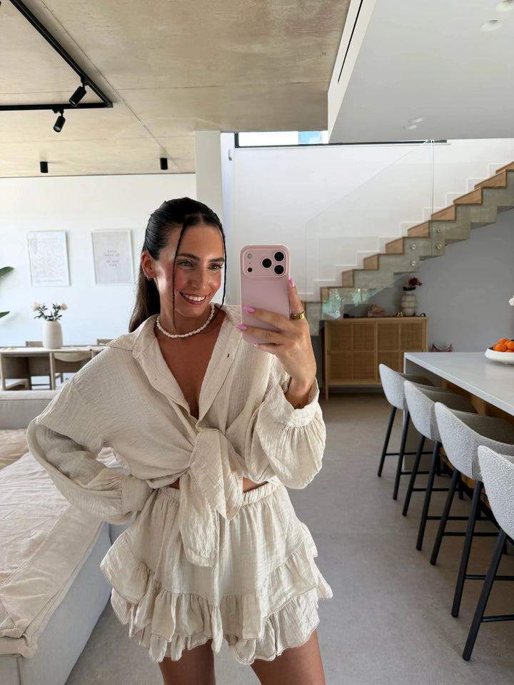 Bluse - Beige Bluse Lisas Boutique 