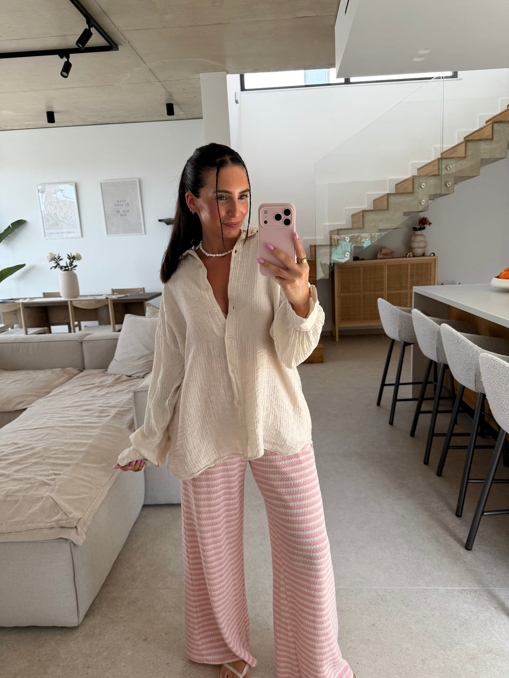 Bluse - Beige Bluse Lisas Boutique 