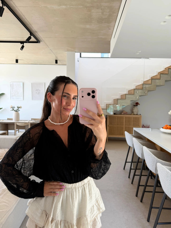 Bluse Spitze - Schwarz Bluse Lisas Boutique 