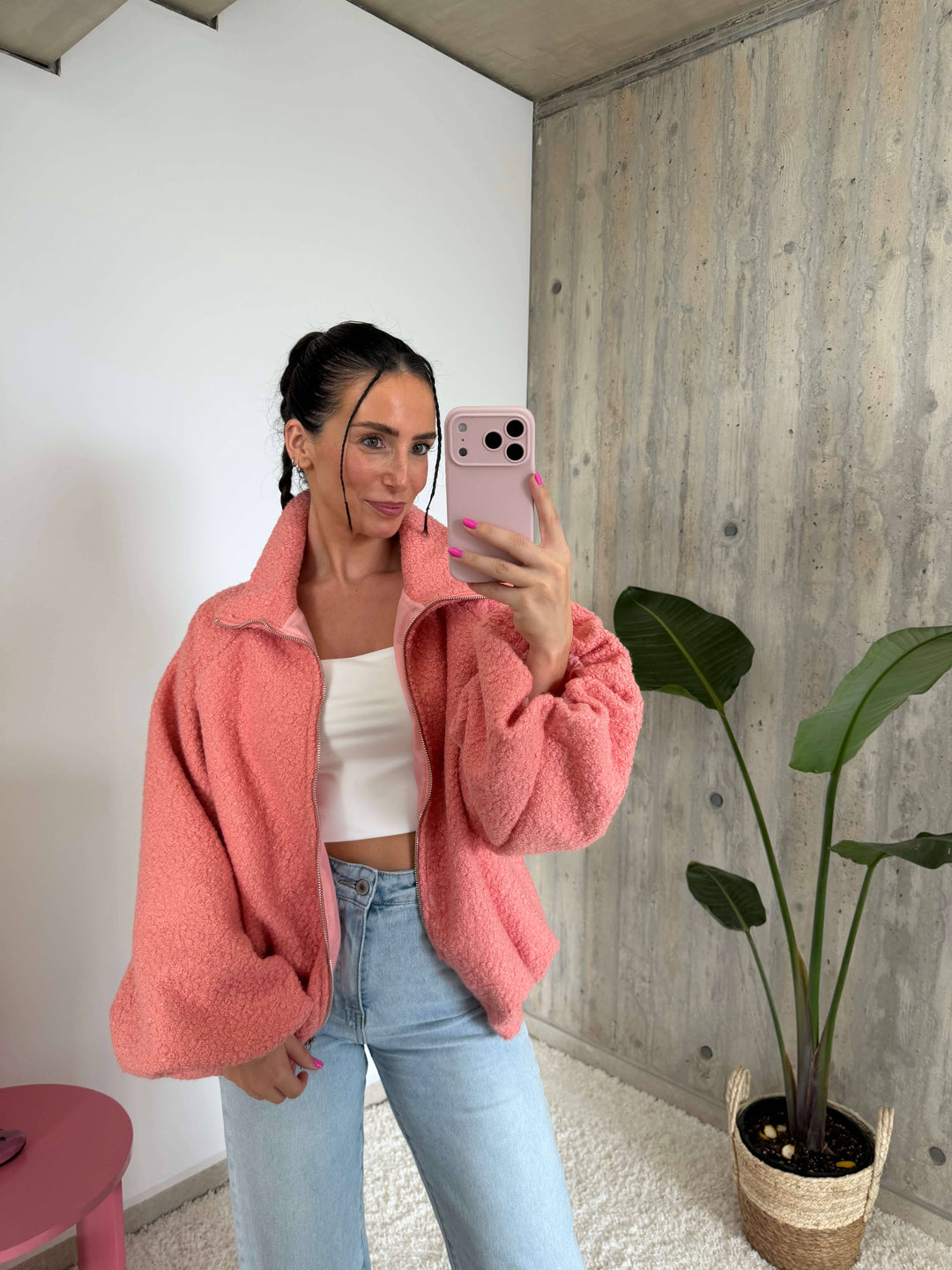 Bouclé Jacke mit Reißverschluss – Aprico Jacke Lisas Boutique 