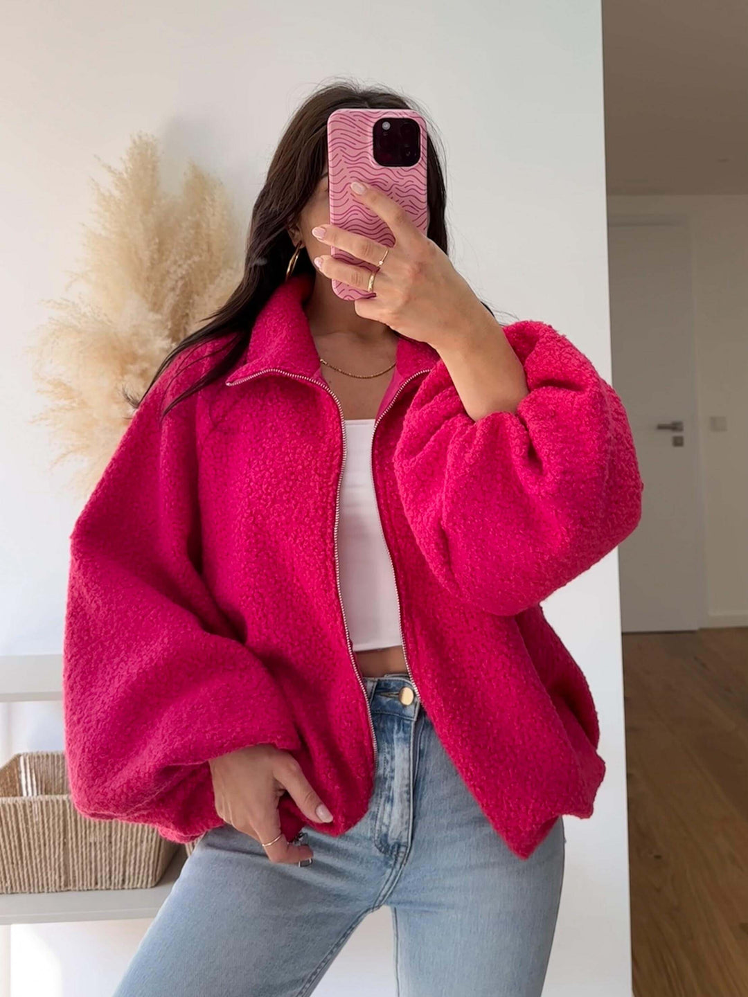 Bouclé Jacke mit Reißverschluss – Fuxia Jacke Lisas Boutique 