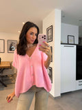Cardigan mit V-Ausschnitt – Rosa