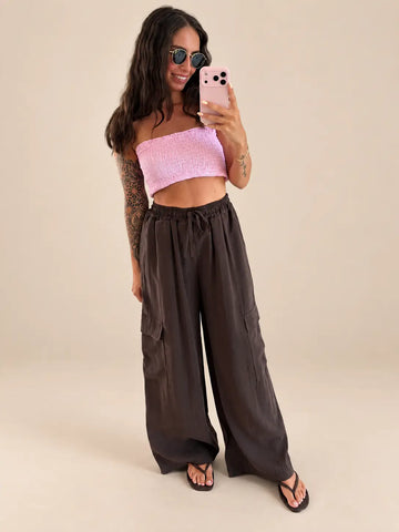Brązowe spodnie cargo damskie | Lisa’s Boutique