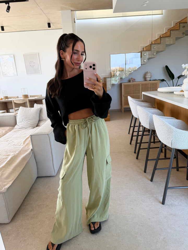Cargo Hose – Salbei Hose Lisas Boutique 