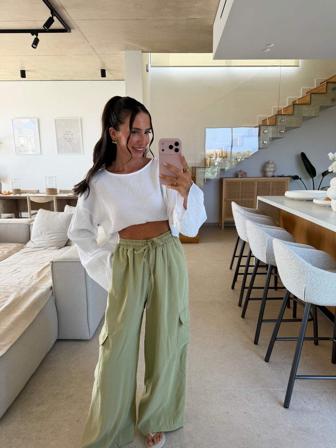 Cargo Hose – Salbei Hose Lisas Boutique 