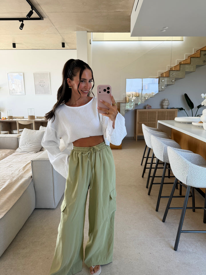 Cargo Hose – Salbei Hose Lisas Boutique 