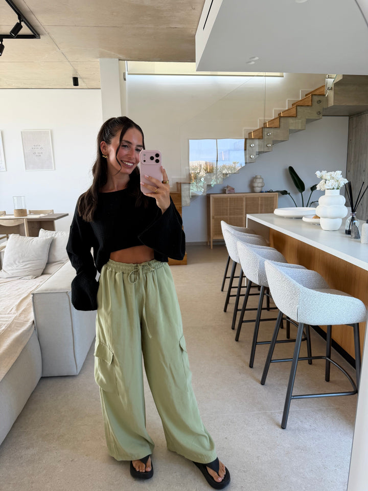 Cargo Hose – Salbei Hose Lisas Boutique 