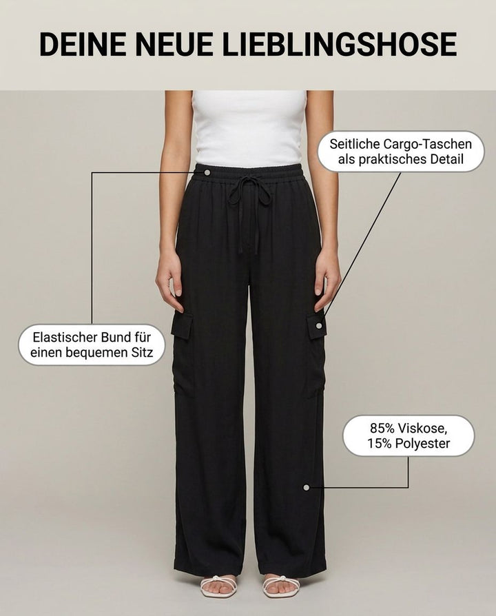 Cargo Hose Schwarz Detailansicht | Lisa’s Boutique