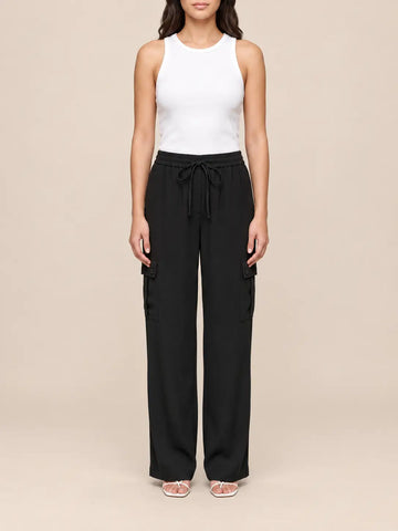 Pantaloni cargo donna neri, vista laterale | Lisa’s Boutique