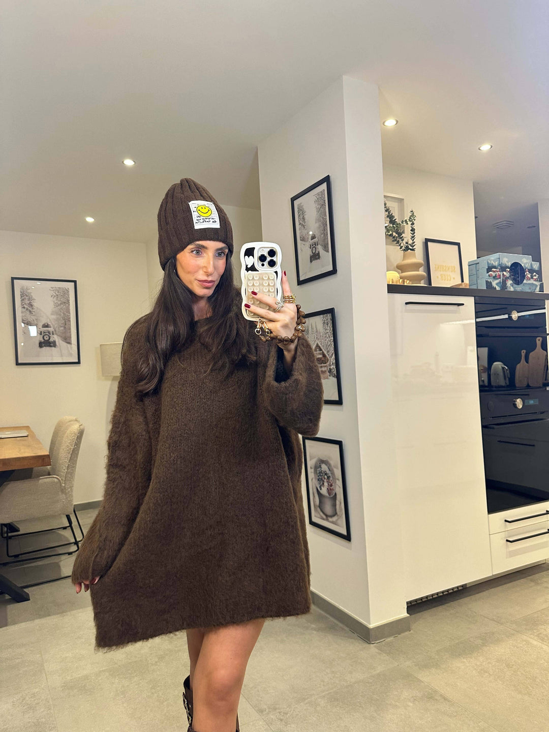 Cozy-Strickkleid in Braun kleid Lisas Boutique 