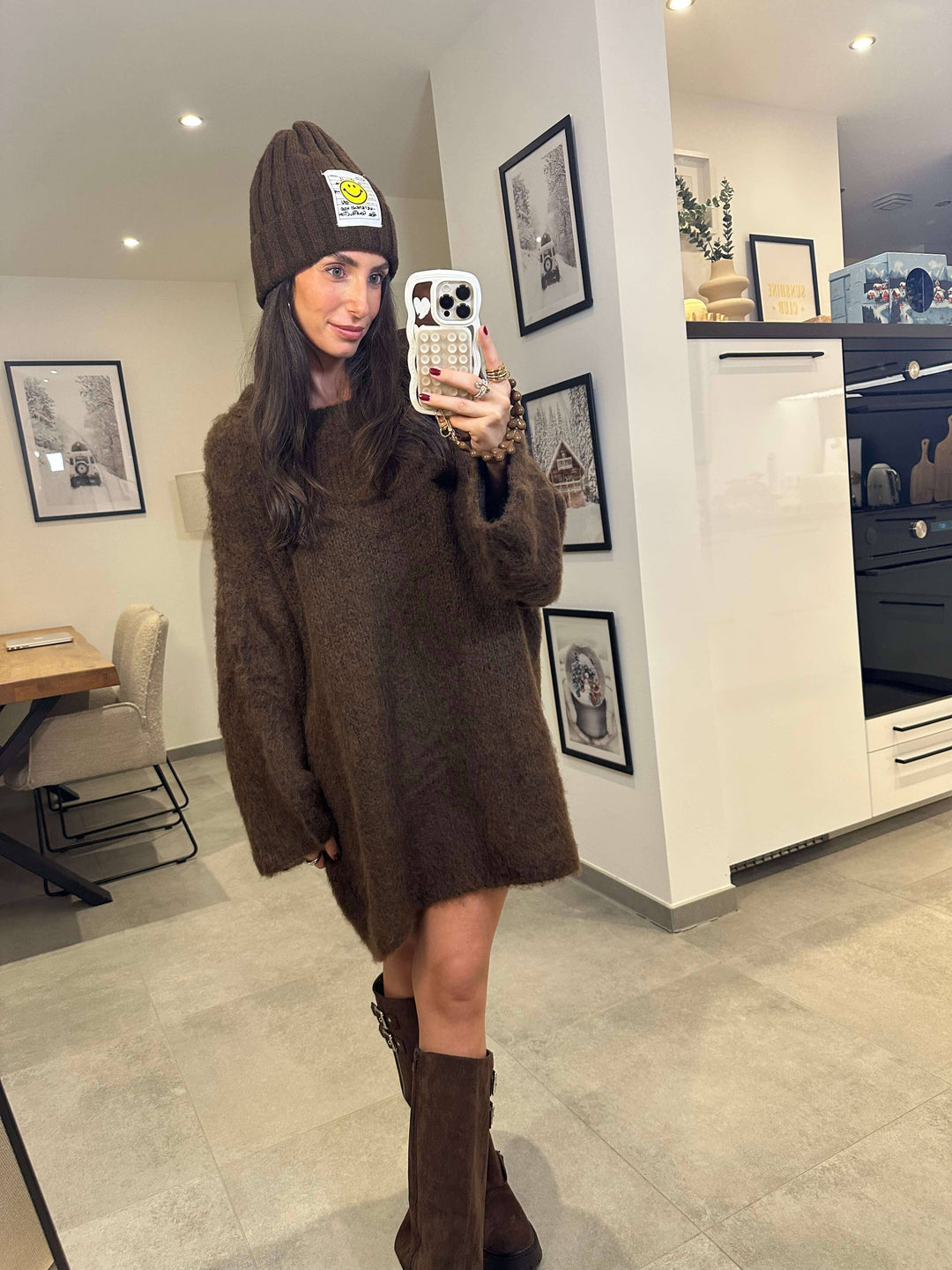 Cozy-Strickkleid in Braun kleid Lisas Boutique 