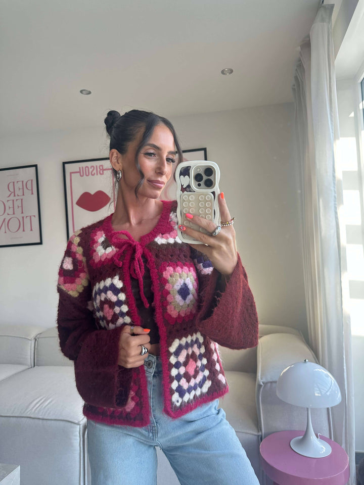 Crochet Cardigan Bordeaux Pattern Weste Lisas Boutique 