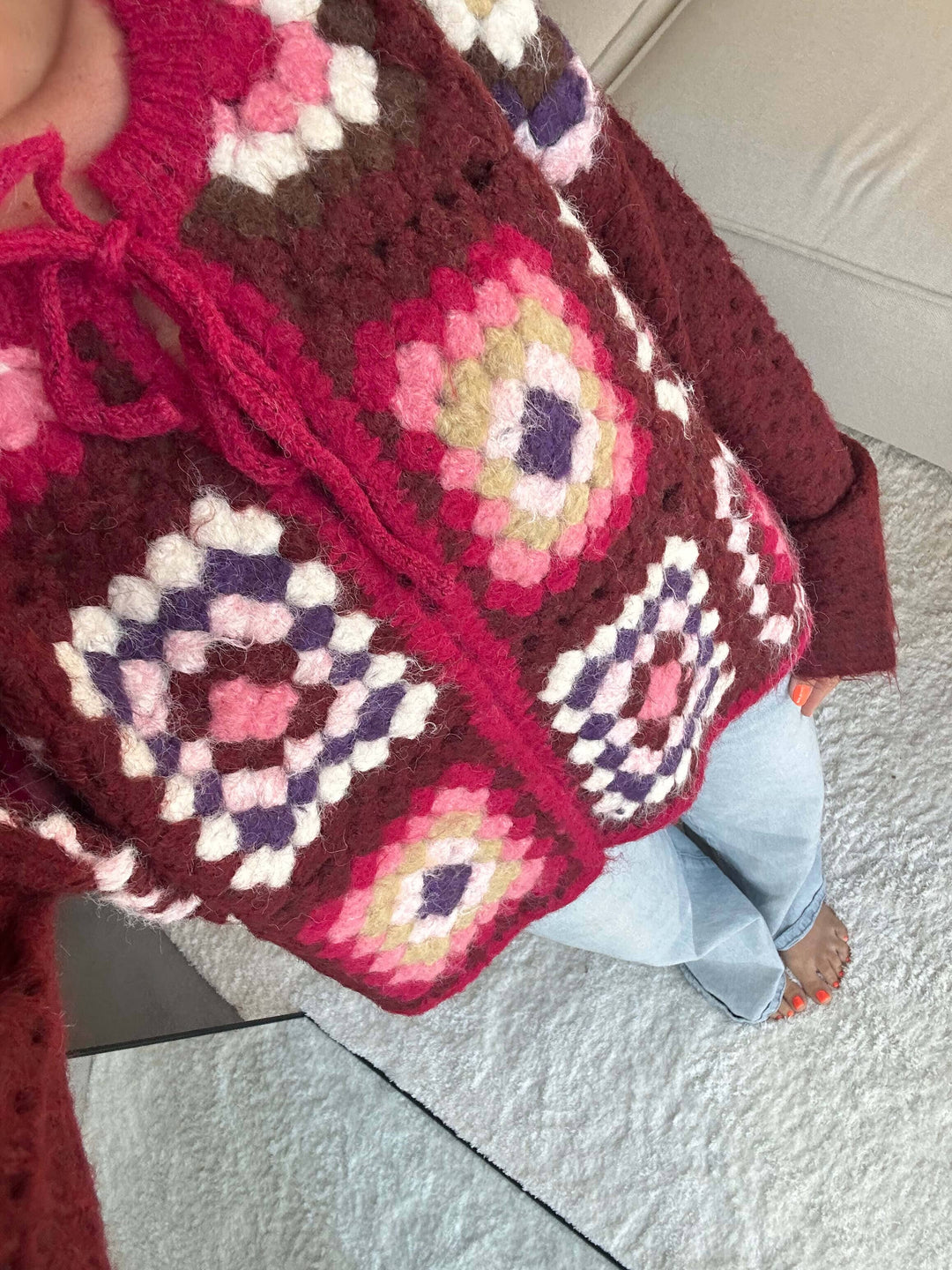 Crochet Cardigan Bordeaux Pattern Weste Lisas Boutique 