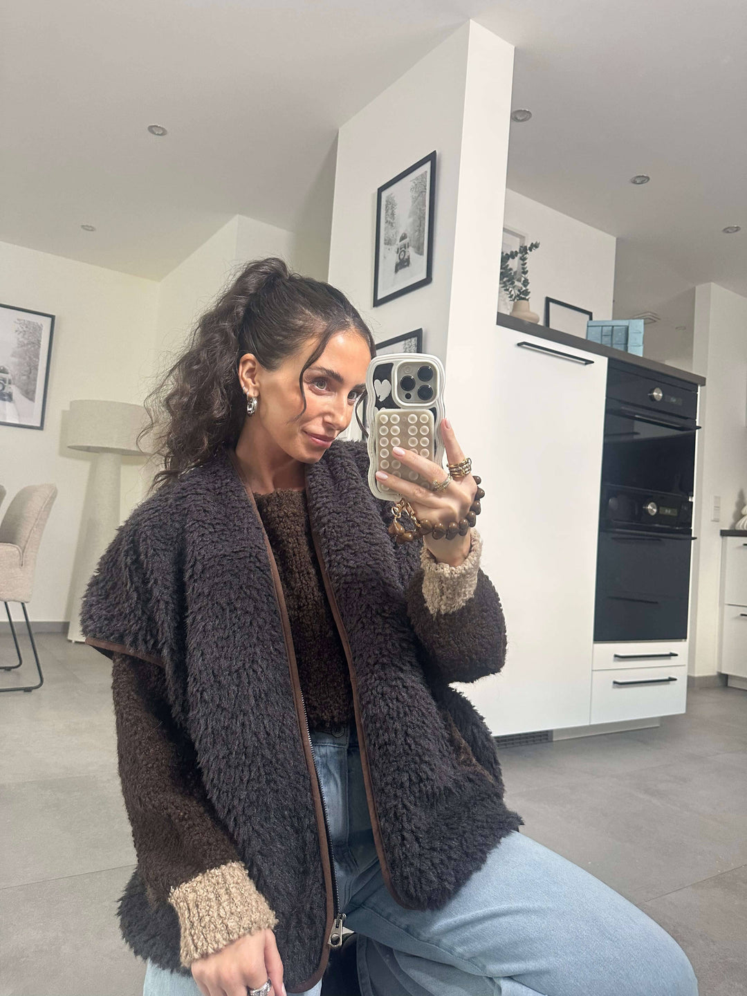 Flauschige Weste mit Reißverschluss – Dunkelbraun Weste Lisas Boutique 