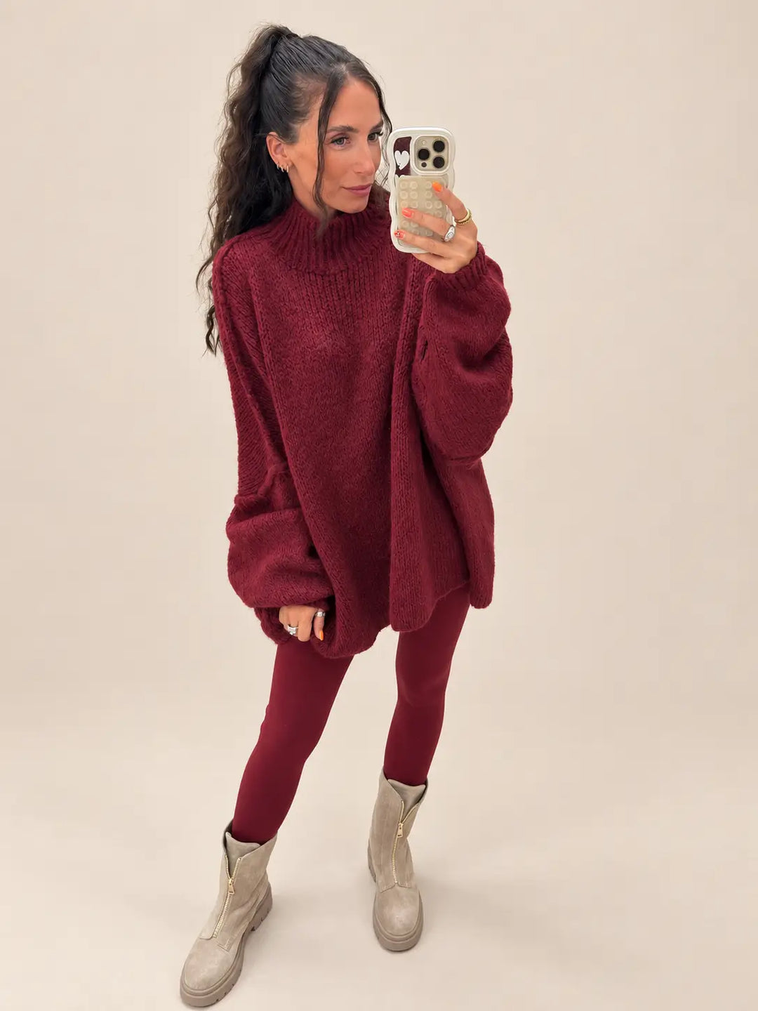 Oversize Strickpullover Damen in Bordeaux | Lisa’s Boutique
