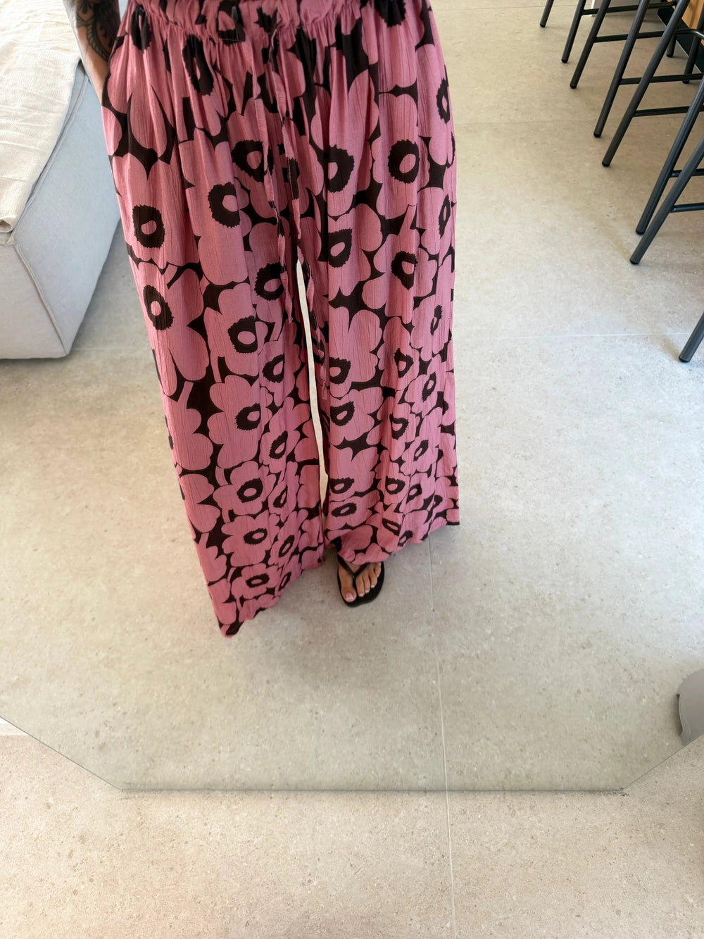 Flowerprint Hose – Braun/Rosa Hose Lisas Boutique 
