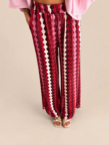 Pantalon à motifs pour femme bordeaux | Lisa’s Boutique