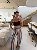Patterned Fabric Trousers - Brown