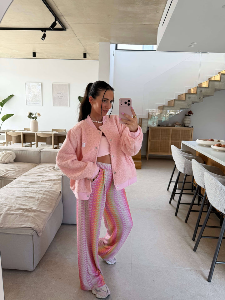 Gemusterte Stoffhose - Rosa Stoffhose Lisas Boutique 