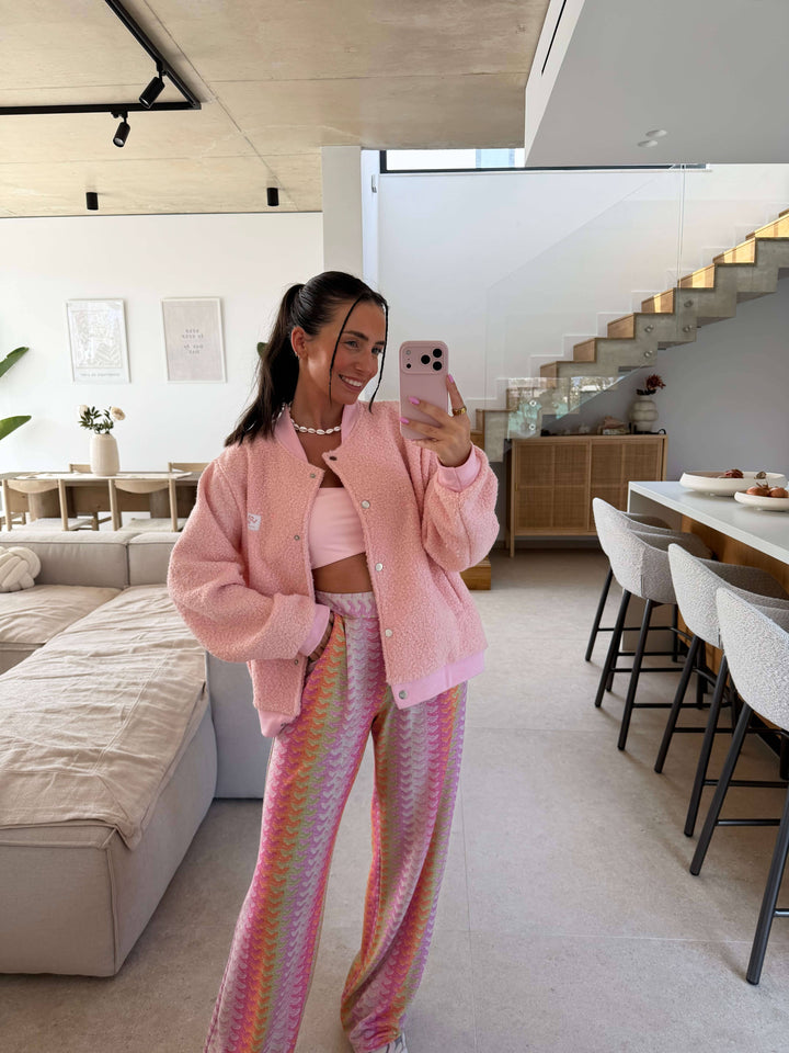 Gemusterte Stoffhose - Rosa Stoffhose Lisas Boutique 