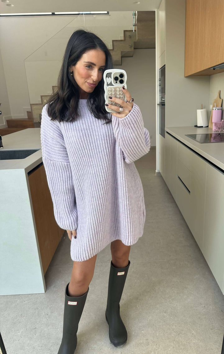 Gerippter langer Pullover – Lila Pullover Lisas Boutique 