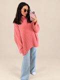 Gerippter Strickpullover in Apricot