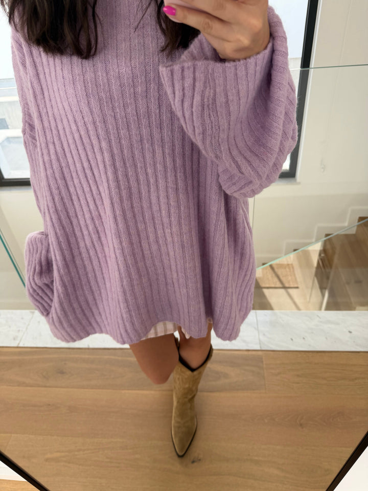 Gerippter Strickpullover in Flieder Pullover Lisas Boutique 