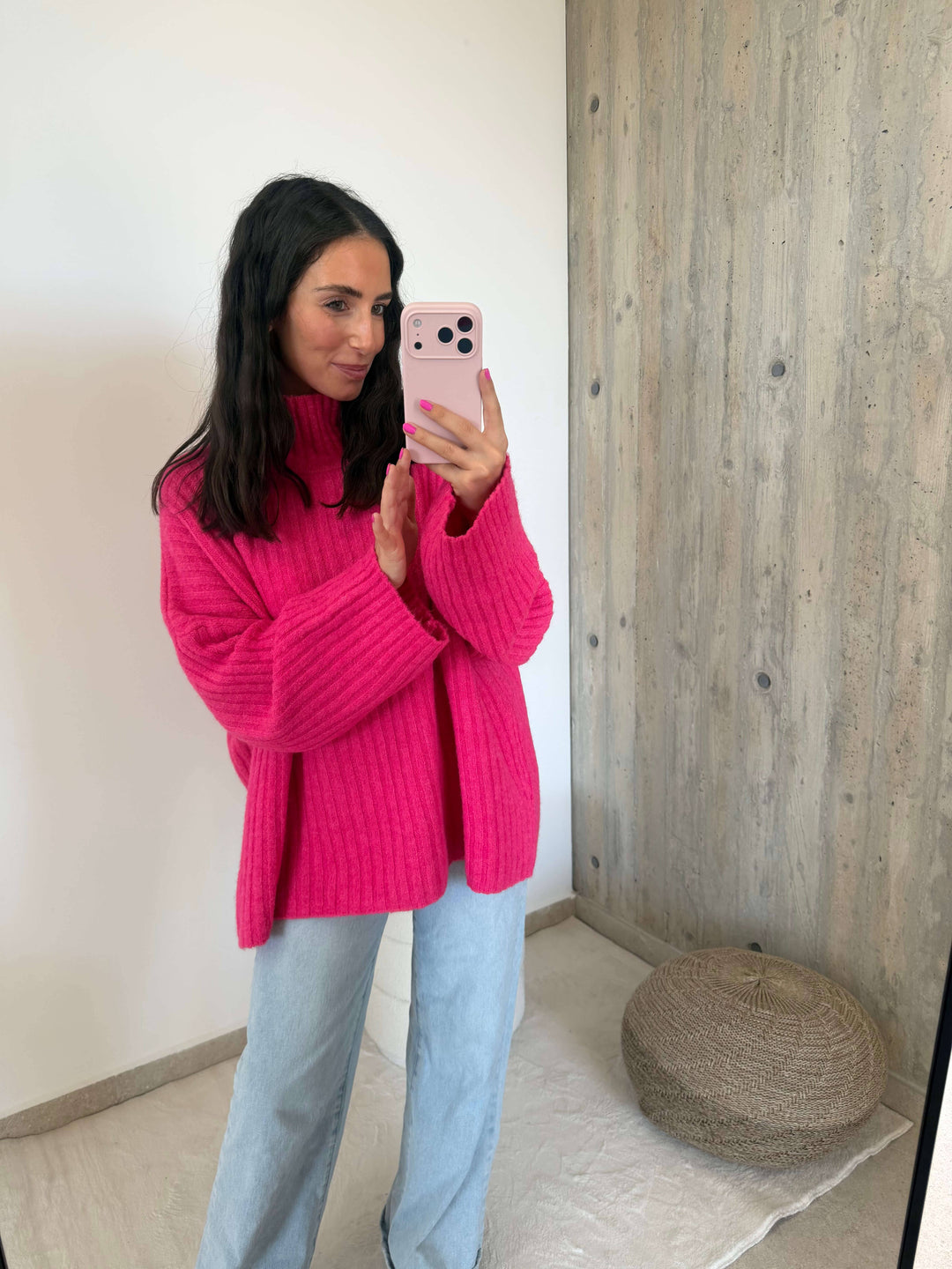 Gerippter Strickpullover in Pink Pullover Lisas Boutique 