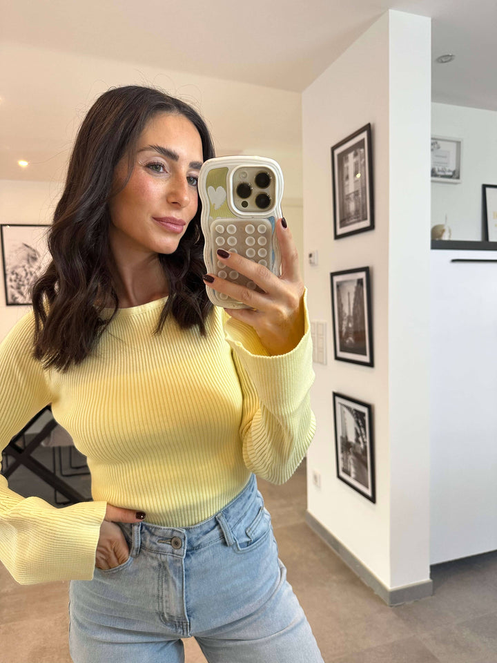 Geripptes Longsleeve Gelb Pullover Lisas Boutique 