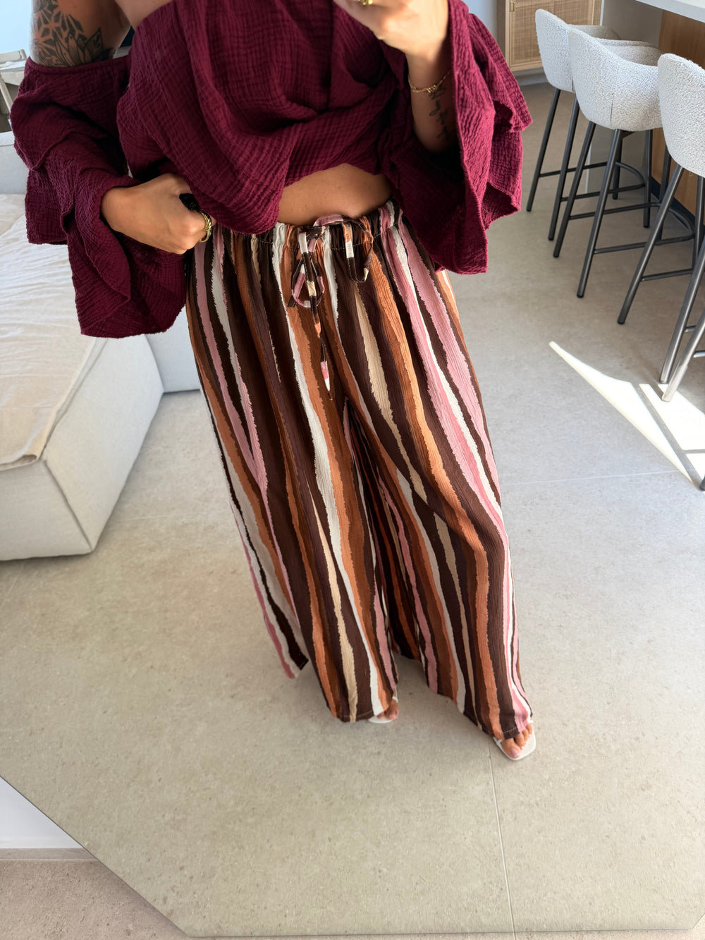 Gestreifte Schlabberhose – Braun Hose Lisas Boutique 