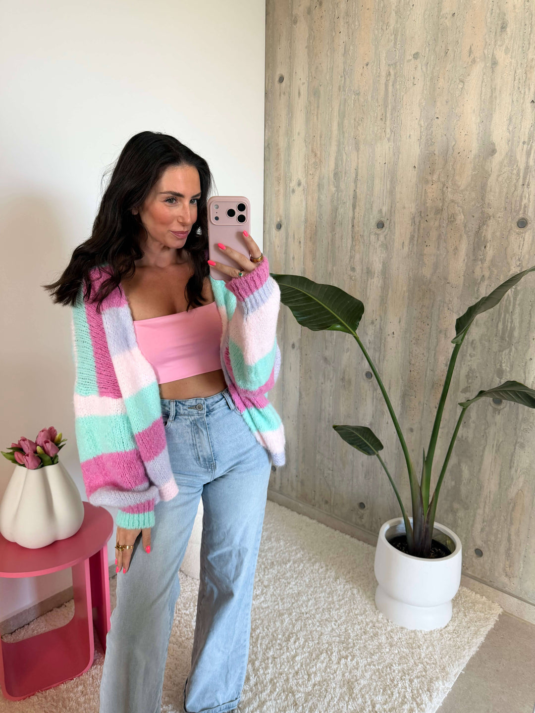 Gestreifter Kurzstrick-Cardigan Cardigan Lisas Boutique 