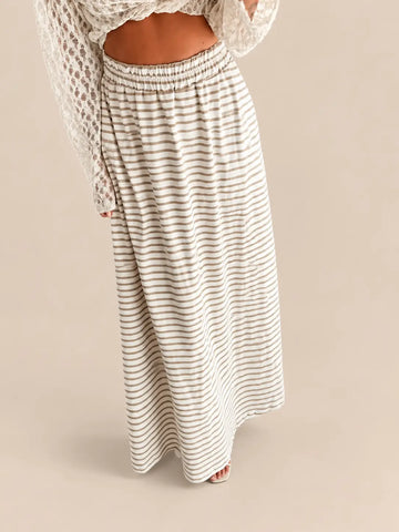 Gestreifter Rock Damen in Weiß und Beige | Lisa’s Boutique
