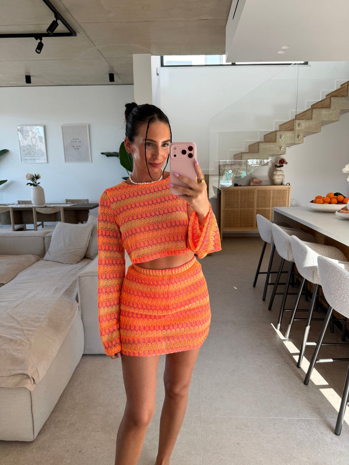 Gestreifter Strick Hosenrock- Apricot Rock Lisas Boutique 