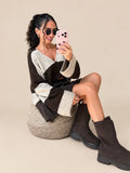 Gestreept Gebreid Vest – Bruin