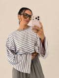 Gestreiftes Longsleeve – Rosa