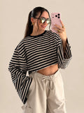 Gestreiftes Longsleeve – Schwarz