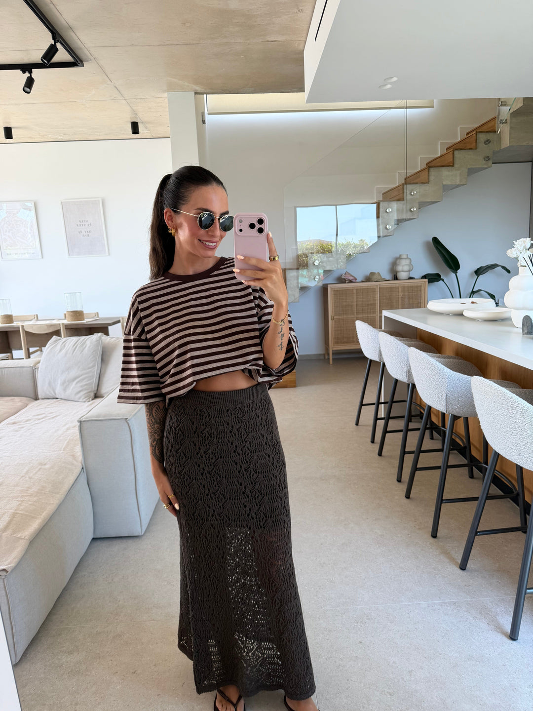 Gestreiftes Shirt – Espresso T-Shirt Lisas Boutique 