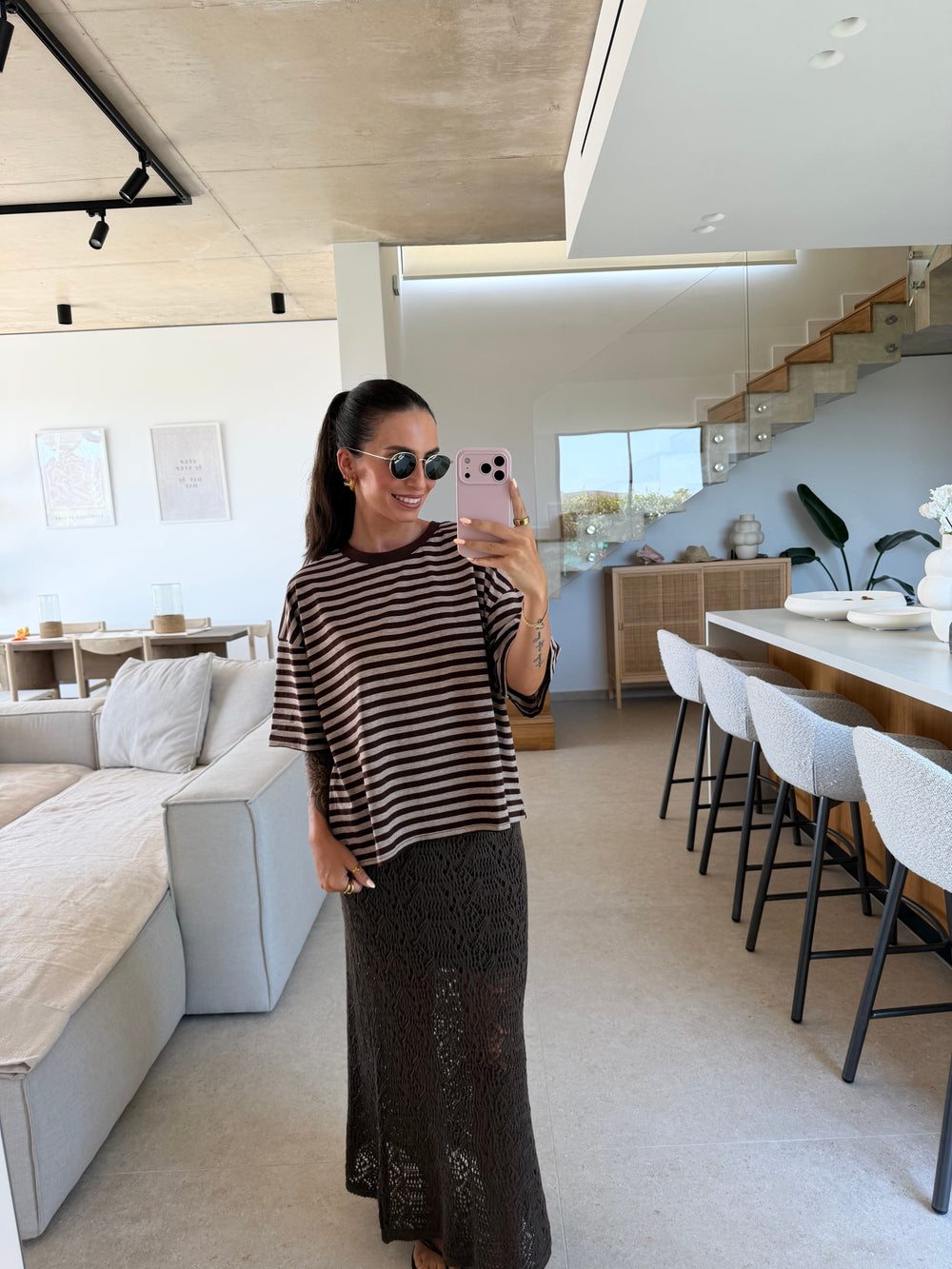 Gestreiftes Shirt – Espresso T-Shirt Lisas Boutique 