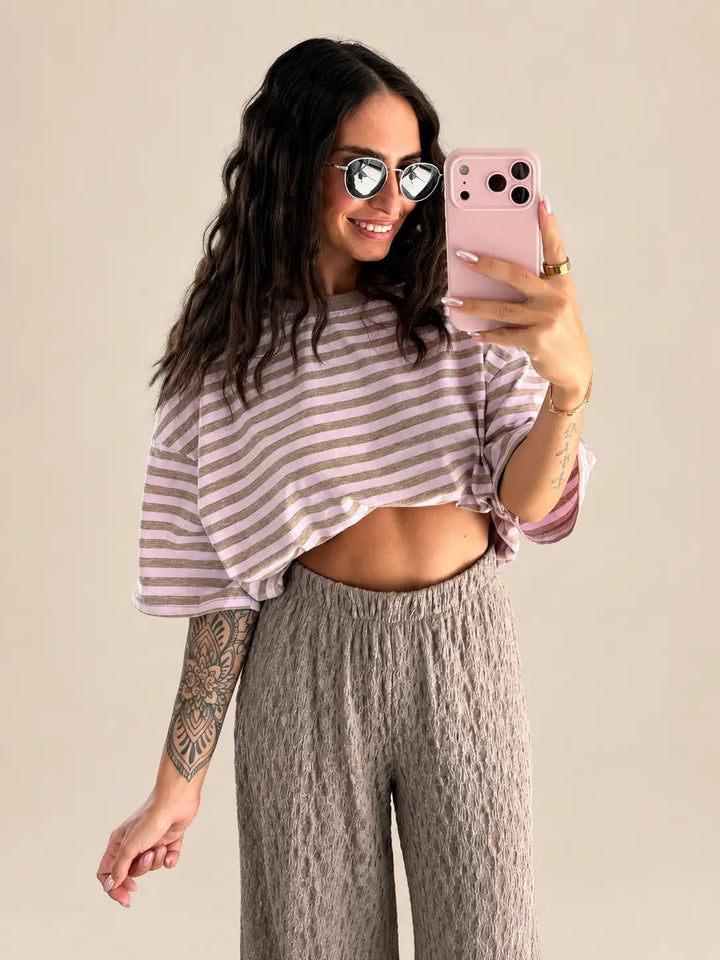 Women’s striped shirt in Rose | Lisa’s Boutique