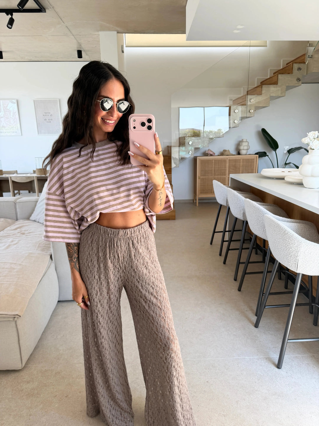 Gestreiftes Shirt – Rosa T-Shirt Lisas Boutique 