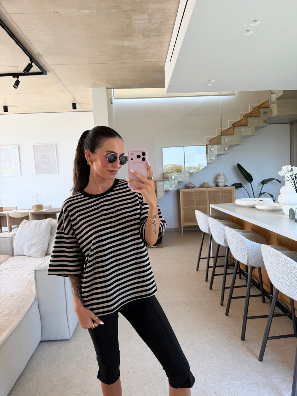 Gestreiftes Shirt – Schwarz T-Shirt Lisas Boutique 