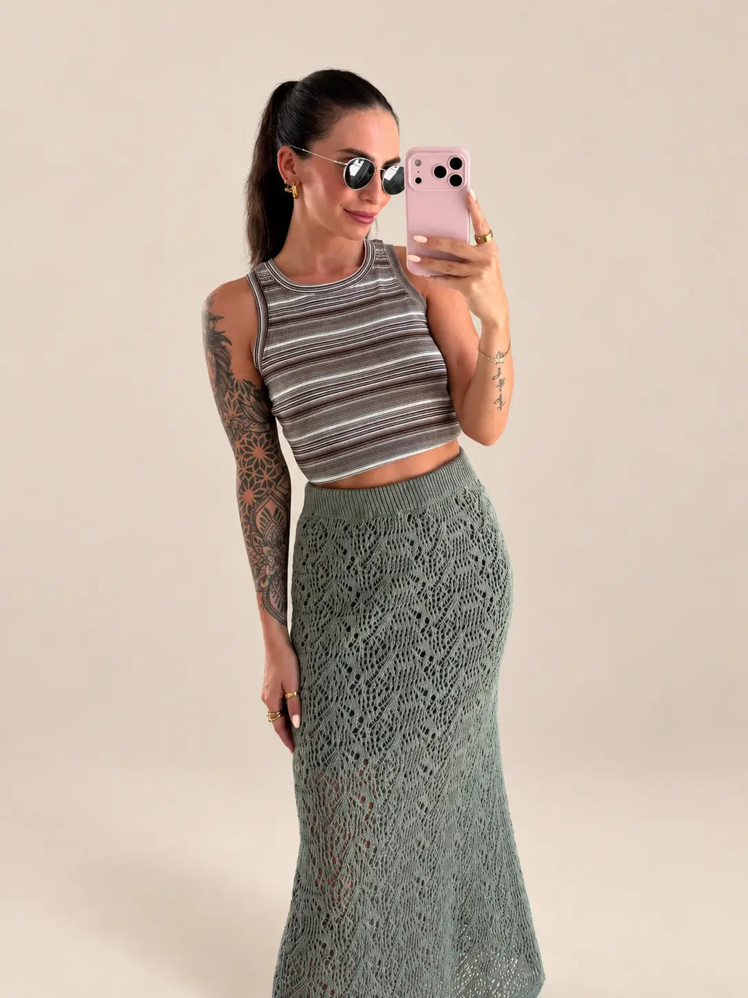 Gestreiftes Top Damen im Colour Mix, ärmellos | Lisa’s Boutique