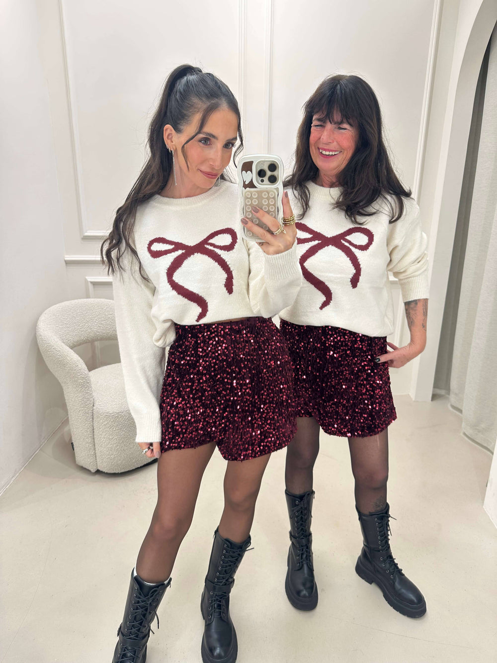 Glitzer Hosenrock Bordeaux mit Pailletten Hosenrock Lisas Boutique 