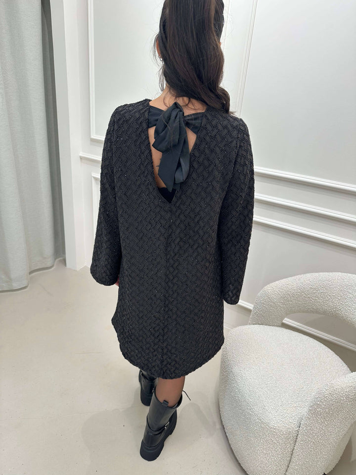 Glitzer Kleid Schleifen-Rücken Braun Pullover Lisas Boutique 