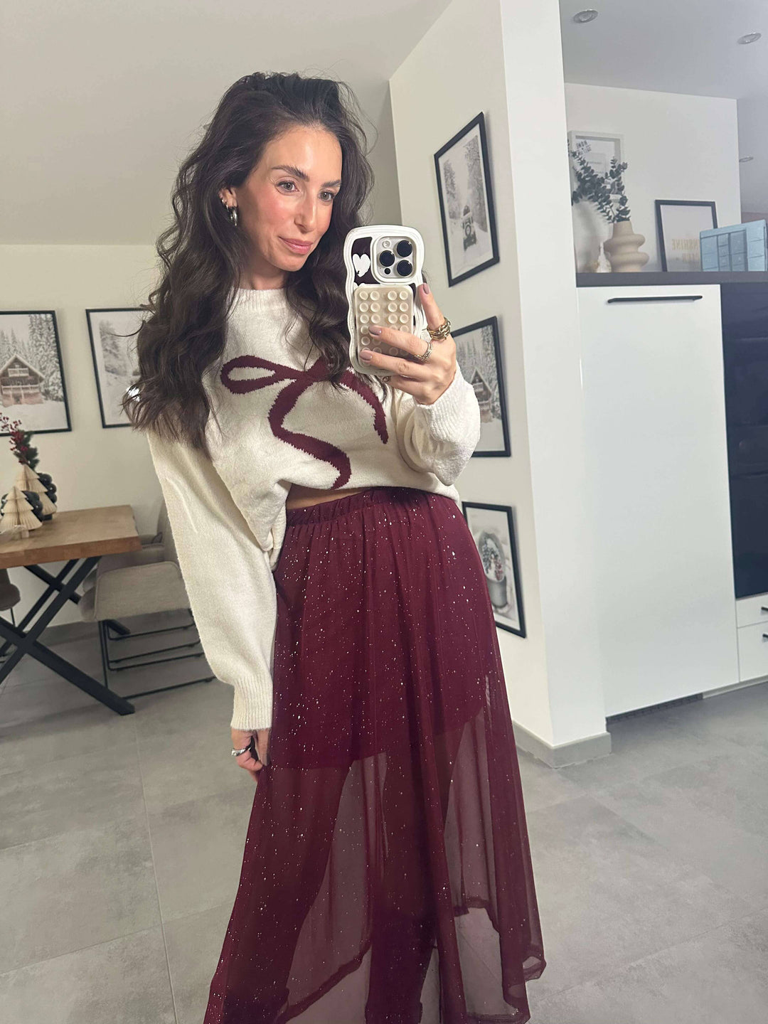 Glitzer-Mesh-Rock in Bordeaux Rock Lisas Boutique 